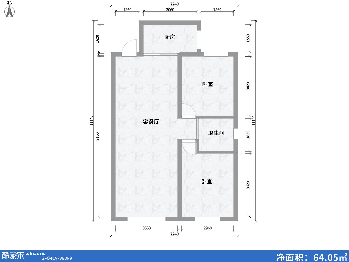 包頭方興山嶼湖0室2廳1衛0廚84.00㎡戶(hù)型圖