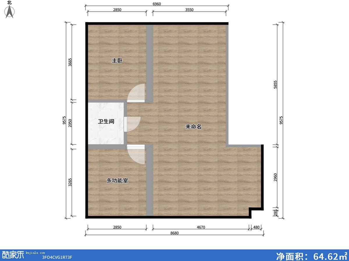 包頭方興山嶼湖1室0廳1衛0廚85.00㎡戶(hù)型圖