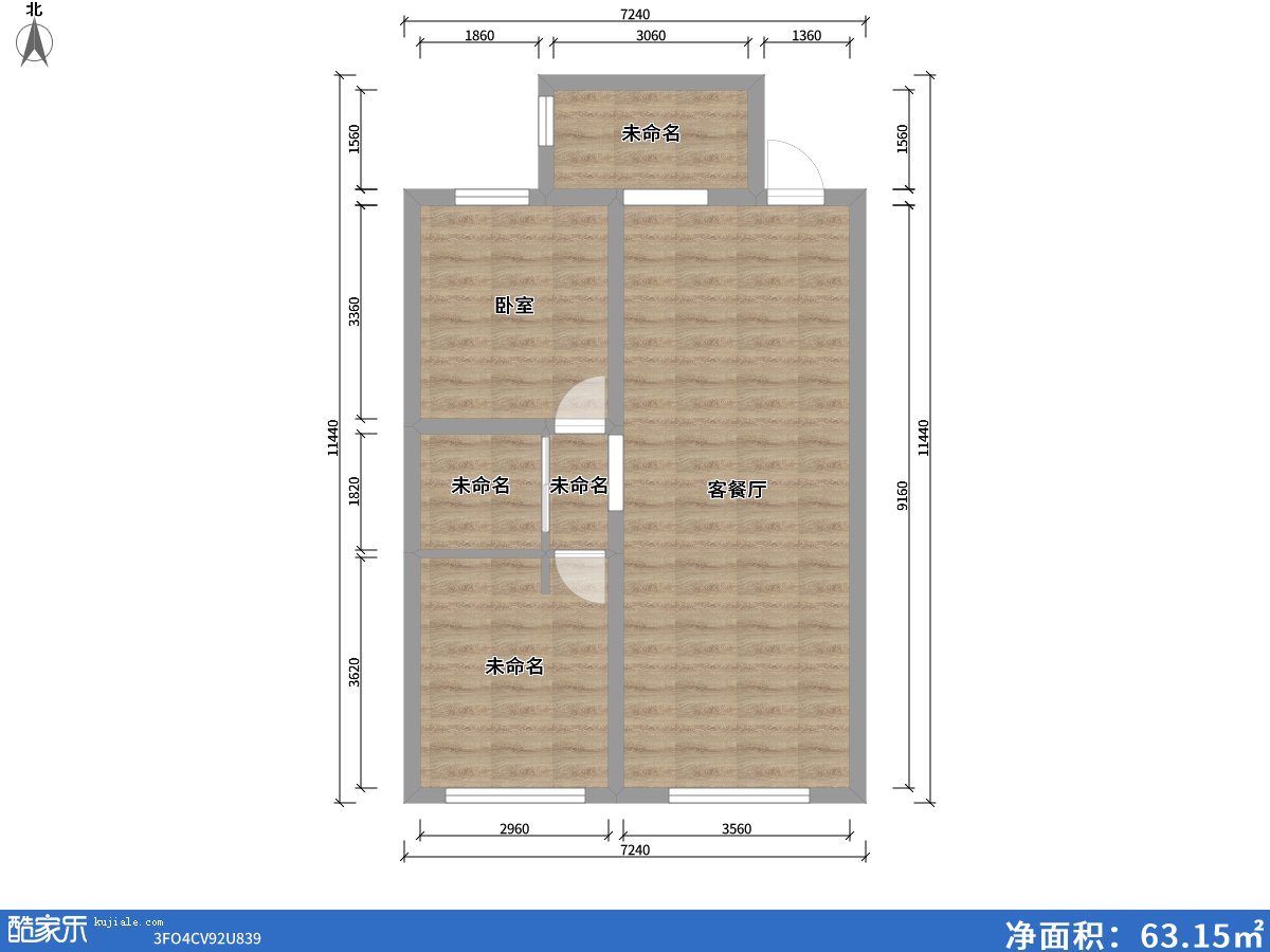 包頭方興山嶼湖2室2廳0衛0廚81.00㎡戶(hù)型圖