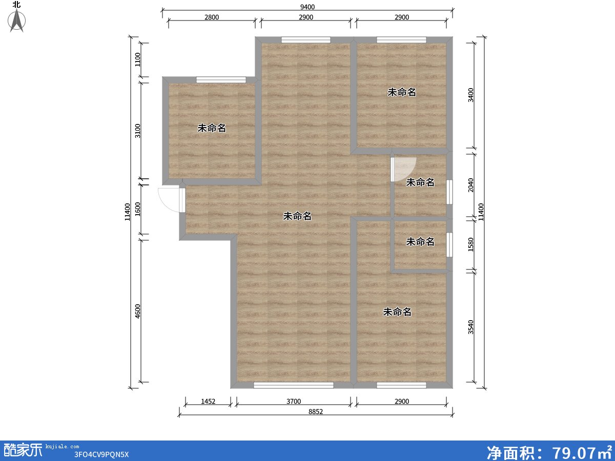 包頭方興山嶼湖101.00㎡戶(hù)型圖