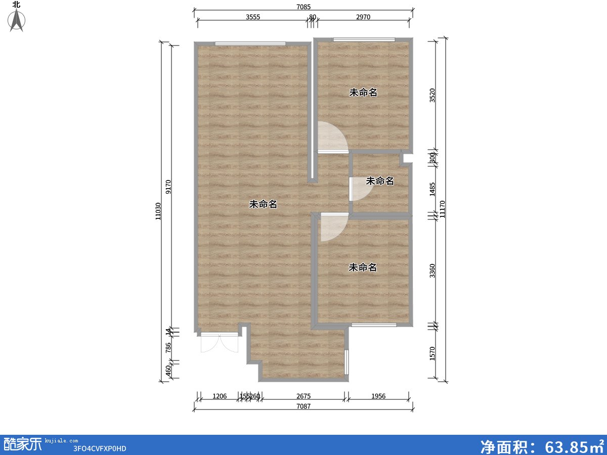 包頭方興山嶼湖未定義80.00㎡戶(hù)型圖