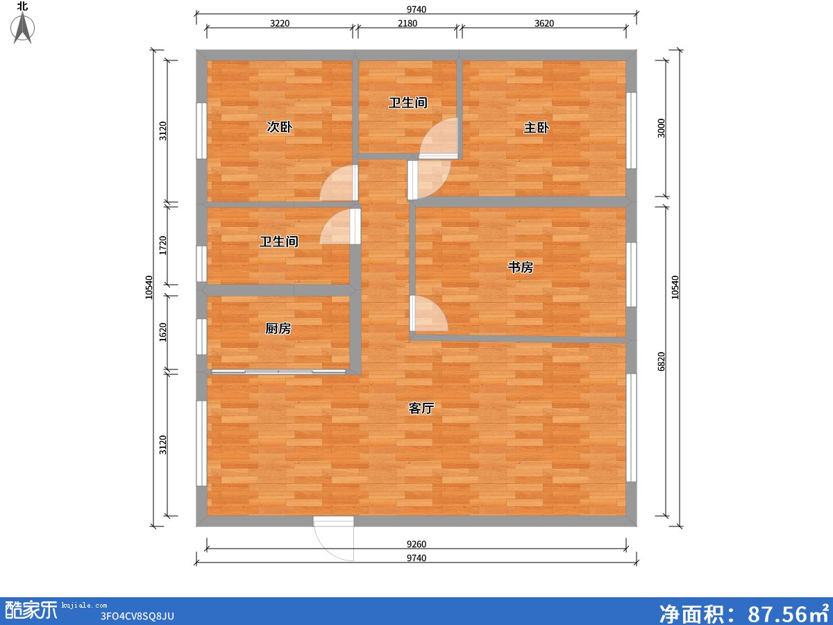 方興山嶼湖3室1廳2衛1廚111.00㎡戶(hù)型圖