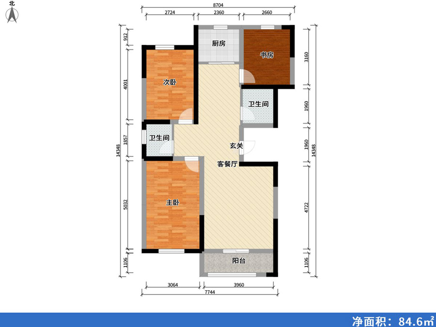 鹿苑康城3室2廳2衛1廚120